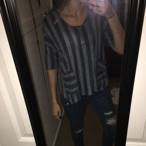 Denim colored stitched top